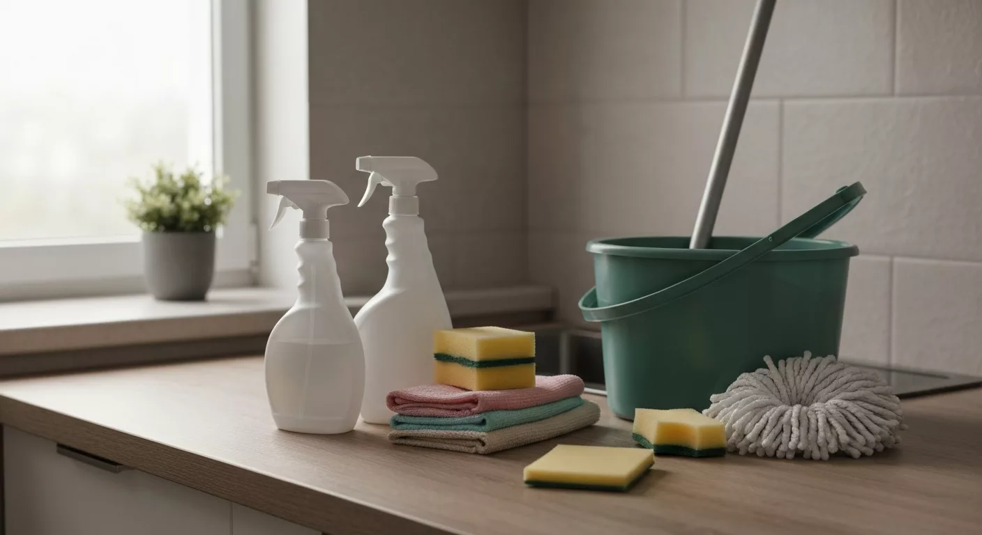 Aide menagere a domicile dans un interieur propre et rassurant