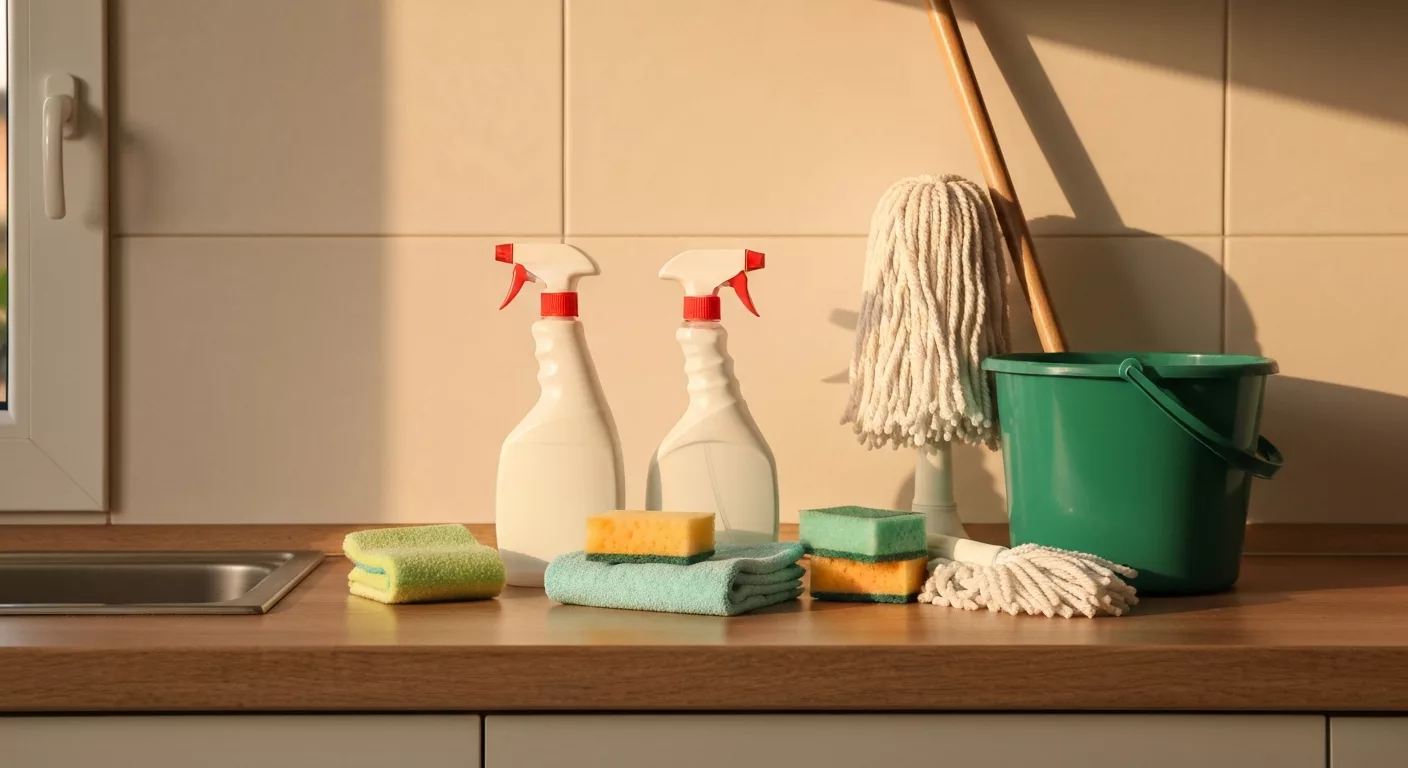 Aide menagere a domicile dans un interieur propre et rassurant